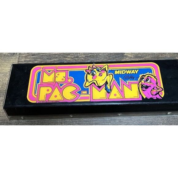 1981 Ms. Pac-Man Midway Arcade Marquee Sign Original Vintage Bally Collectible A - Picture 2 of 5